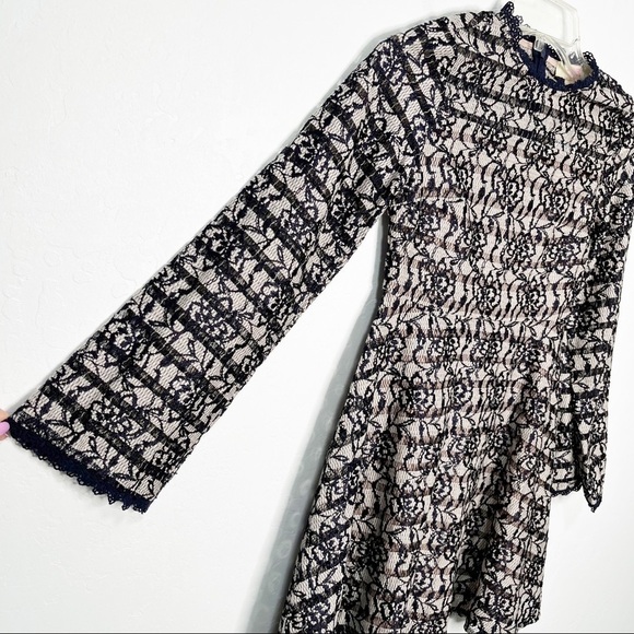 NEW! GB Girls Navy & Cream Lace Formal Dress size 8/10 long sleeve - Picture 3 of 9